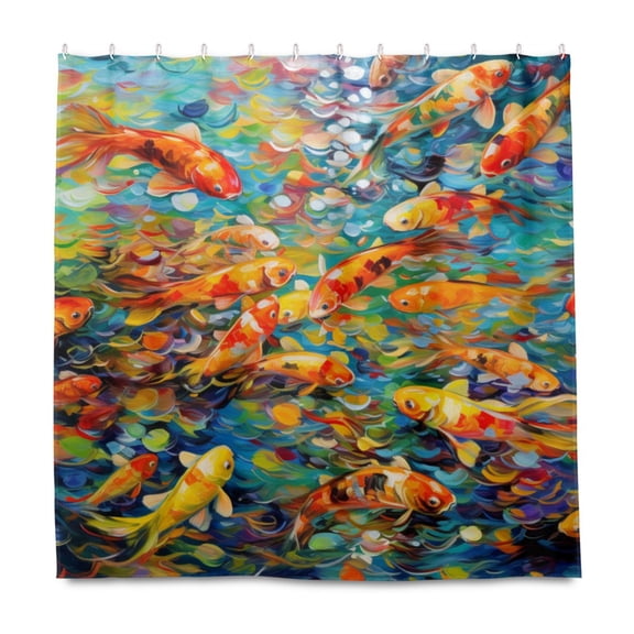 Gorgeous Fish Colorful Shower Curtain Liner 72x72 Inch Waterproof Shower Curtains Decorative Bathroom with 12 Pack Hooks