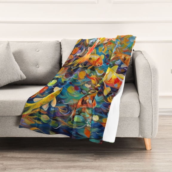 Gorgeous Fish Colorful Throw Blanket 60" x 90" Soft and Warm Blankets for Couch Sofa and Bed