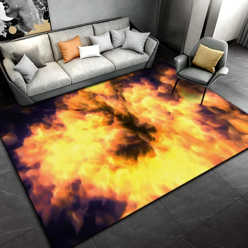 Gorgeous Flame Pattern Carpet Fire Art Rug for Living Room Bedroom Area ...