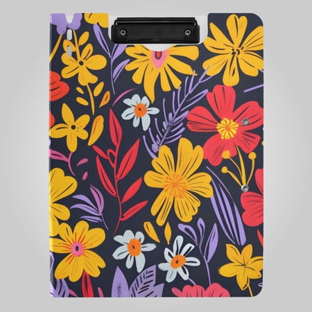 Gorgeous Floral Field Foldable Binder Folder Clipboard with Pen Slot Double Clips A4 Size File Storage