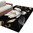 thumbnail image 1 of Gorgeous Flowers Large Area Rugs for Bedroom Living Room, Soft Non Slip Carpet Bedside Rug, White Gold Floral Botanicals Black Rectangular Floor Cover Kitchen Accent Rug 4'x6' for Dining Room/Office, 1 of 9