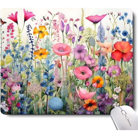 Gorgeous Flowers Plants Mouse Pad,Pink Floral Rose Mouse Pads for Desk,Soft Computer Mouse Mat Cute Mousepad Cloth Computer Mouse Pads for Women,Square Waterproof Non-Slip Rubber Base MousePads
