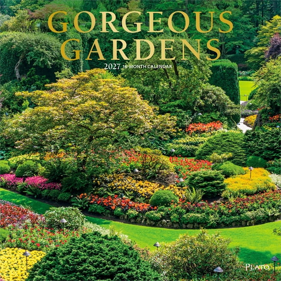 Gorgeous Gardens 2027 12x24" (Hanging) Wall Calendar | Foil Stamped Cover | Plato