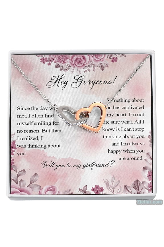 To My Gorgeous Girlfriend From Boyfriend Valentine Necklace, A Meaningful Necklace Perfect For Anniversaries, Birthdays, Valentine V8230, Multi Interlocking Heart Necklace