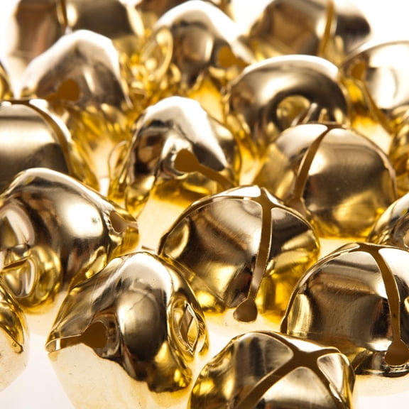 Gorgeous Gold Jumbo Jingle Bells - Craft Supplies - 24 Pieces
