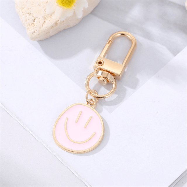 Golden Irregular Expression Keychain Alloy Enamel Painted