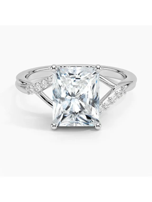 Gorgeous Halo Engagement Ring, Split Shank Wedding Ring, 1.5 CT Radiant Cut Simulated Diamond, Anniversary Gifts For Her, 14K White Gold Plated, Promise Ring, Valentine Ring