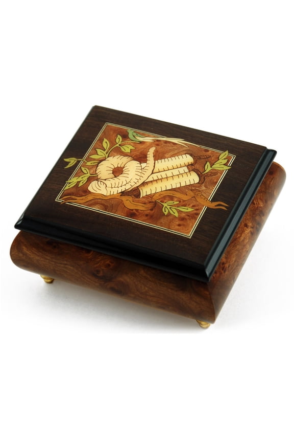 Gorgeous Hand Made Musical Jewelry Box with Torah Wood Inlay - Ballerina Girl (Lionel Richie)