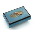 thumbnail image 1 of Gorgeous Handcrafted Light Blue Musical Instrument Theme Wood Inlay Music Box - Speak Softly Love (The Godfather Theme), 1 of 2