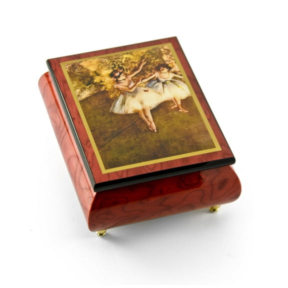 Gorgeous Handcrafted Red Wine Music Box by Ercolano - "The Dancers on Stage"- Degas - I Dreamed A Dream