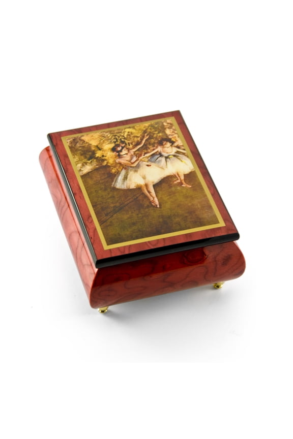 Gorgeous Handcrafted Red Wine Music Box by Ercolano - "The Dancers on Stage"- Degas - Sleeping Beauty Waltz (Once Upon a Dream)