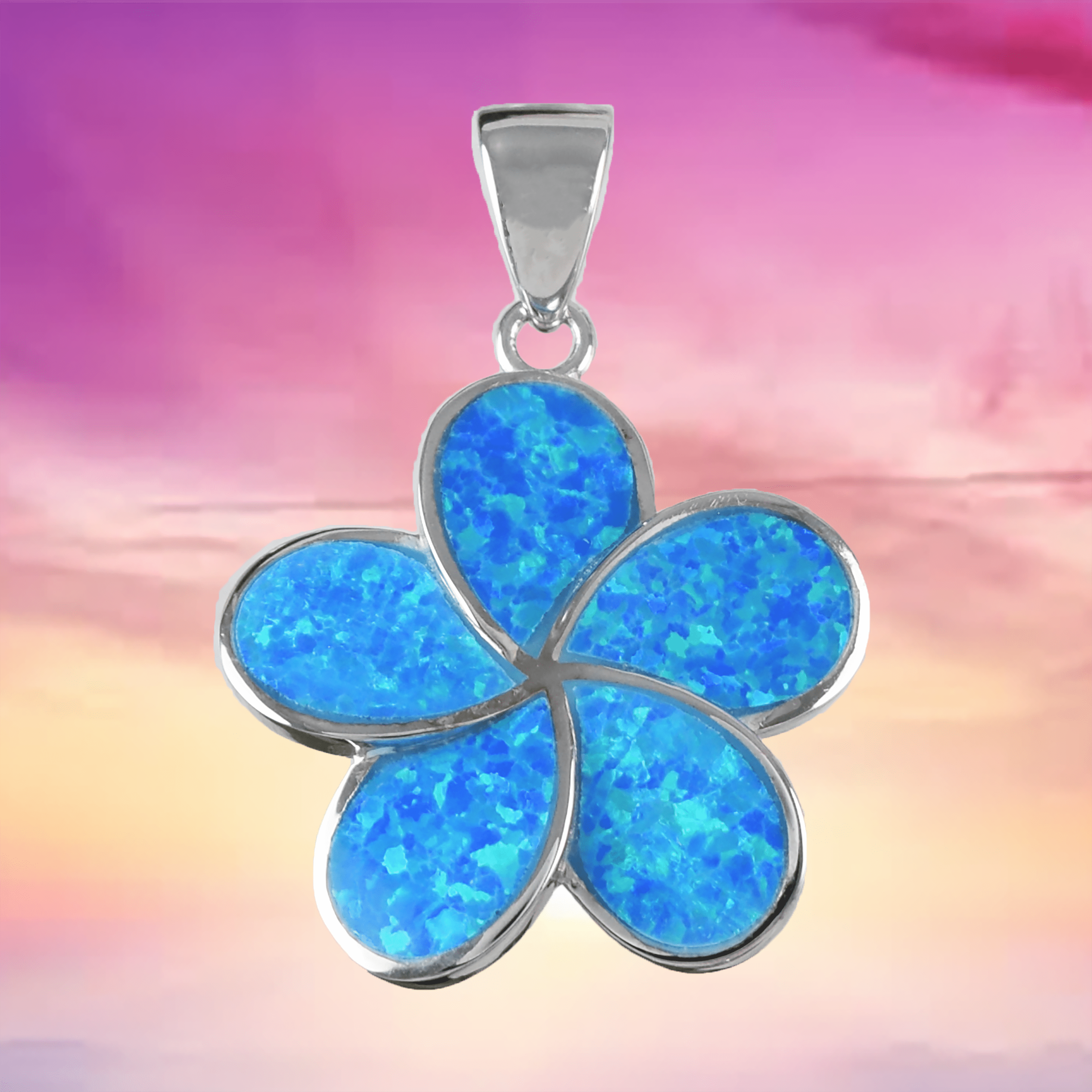 Gorgeous Hawaiian Large Blue Opal Plumeria Necklace, Peru | Ubuy