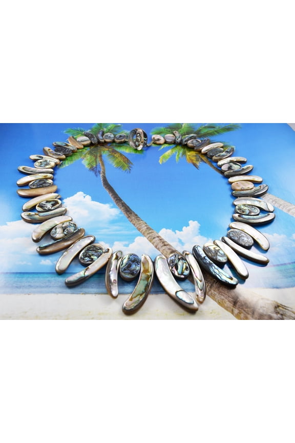 Gorgeous Hawaiian X-Large Genuine Paua Shell Necklace, Abalone Mother of Pearl Necklace, N9099 Birthday Mom Wife Valentine Gift