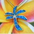 thumbnail image 1 of Gorgeous Hawaiian XX-Large Blue Opal Palm Tree Necklace, Sterling Silver Blue Opal Palm Tree Pendant, N2665 Birthday Mom Gift, Statement PC, 1 of 6