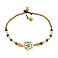 thumbnail image 1 of Gorgeous Heart Mandala Tiger's Eye, Quarts, and Brass Bead Jingle Bell Anklet, 1 of 4