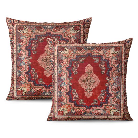 Gorgeous Hippie Decor: Set of 2 Boho Retro Floral Mandala Compass Medallion 20x20 Throw Pillow Covers.