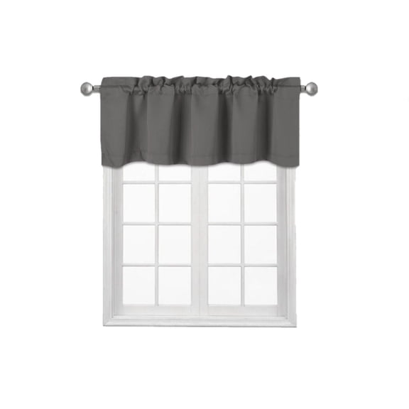 Gorgeous Home LINEN Charcoal Blackout Thermal Valance Curtains, 54” x 18”