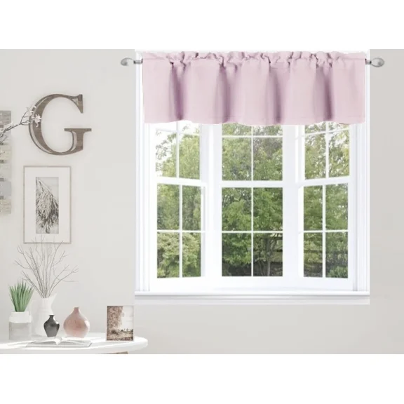 Gorgeous Home Linen Versatile Half Window Top Valance Tier Straight Curtain Light Blocking 54" wide X 18" long 1pc Pale Pink