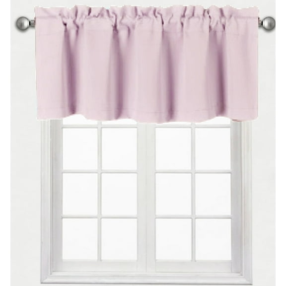 Gorgeous Home LINEN Modern Pink Solid Print Rod Pocket Blackout Valance Curtains, 54 x 18 in