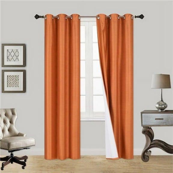 Gorgeous Home LINEN Orange Solid Print Grommet Blackout Kids Room Window, 37” x 84” (2 Panels)