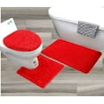thumbnail image 1 of Gorgeous Home LINEN Solid Red Polyester Bath Rug Set, 19" x 30", Anti-Slip Backing (3 Count), 1 of 4