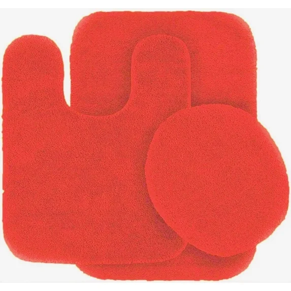 Gorgeous Home Linen Red BS#6 Bathroom Mat Rug Chenille Non-Skid Rubber Backing 3pc