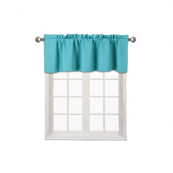 Gorgeous Home LINEN Turquoise Blackout Rod Pocket Valance Curtains, 54” x 18”