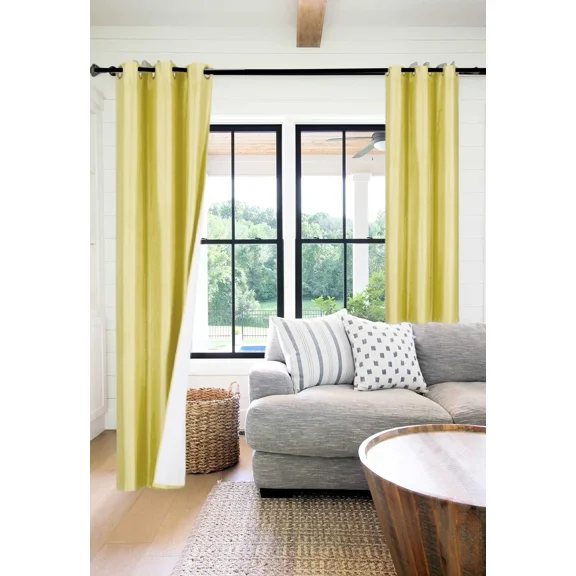 Gorgeous Home Linen 2‑Panel Blackout Thermal Window Curtains, Bronze Grommet Top, Yellow, 108 in Extra Long Adam Home Décor