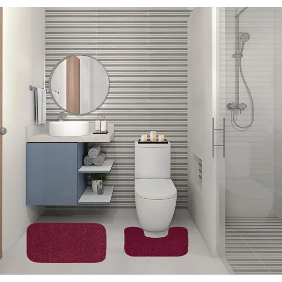 Gorgeous Home Linen 2-Piece Chenille Bathroom Rug Set, Non-Slip Contour & Shower Mats