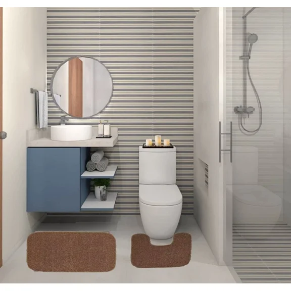 Gorgeous Home Linen 2-Piece Chenille Bathroom Rug Set, Non-Slip Contour & Shower Mats