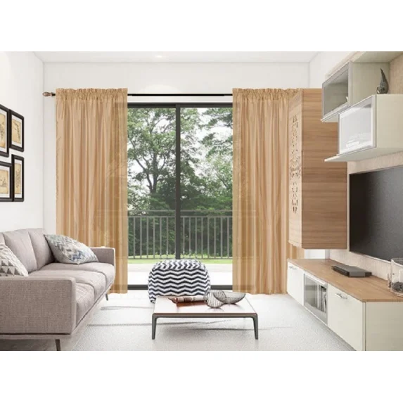 Gorgeous Home Linen 2pc MR2 Gold Honey Rod Pocket Window Curtain Semi-Sheer Light Filtering 54" wide X 95" Set of 2