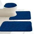 thumbnail image 1 of Gorgeous Home Linen 3-Piece Memory Foam Bathroom Rug Set, Non-Slip Embossed Cobblestone Pebble, Navy Blue, 1 of 5