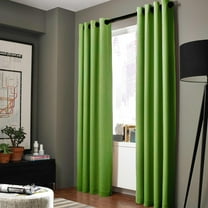 Gorgeous Home Linen (AAA) K92 Set Solid Window Curtain Panel Bronze Grommet 3 Layered Foam Lined Backing 100% Thermal Blackout 220 GSM Treatment. 84" (Lime Green)
