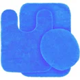 thumbnail image 1 of Gorgeous Home Linen Bathroom 6 Modern Solid Print 3-Count Indigo Blue Polyester Bath Rugs, 18 x 28, Non-Slip Backing, 1 of 4