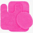 thumbnail image 1 of Gorgeous Home Linen Bathroom 6 Modern Solid Print 3-Count Magenta Pink Polyester Bath Rugs, 18 x 28, Non-Slip Backing, 1 of 4