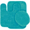 thumbnail image 1 of Gorgeous Home Linen Bathroom 6 Modern Solid Print 3-Count Teal Polyester Bath Rugs, 18 x 28, Non-Slip Backing, 1 of 4