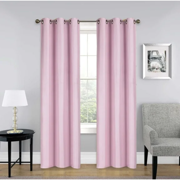 Gorgeous Home Linen Noa Light Pink 100% Blackout Window Curtains 95" Long Solid Color Energy Saving Privacy Panels (Set of 2) for Bedroom & Living Room
