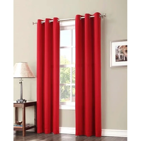 Gorgeous Home Linen Red 2-Piece Outdoor Thermal Blackout Grommet Patio Curtain Panels Set, Two (2) Panels 37" x 84" Each (K68)