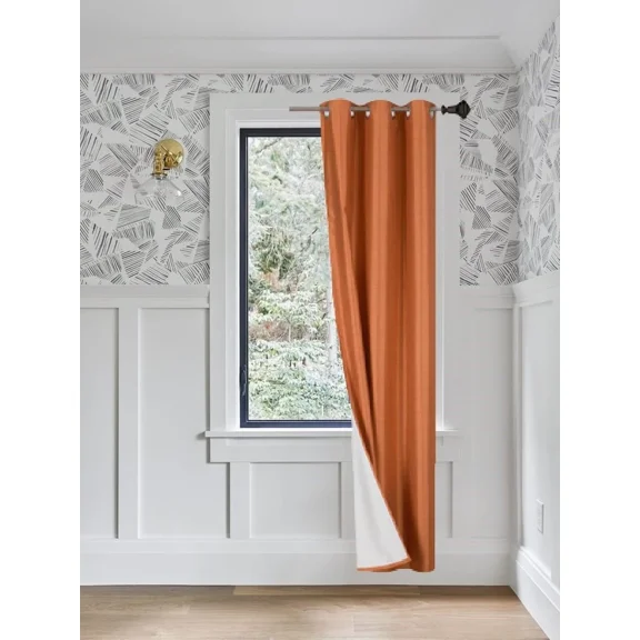 Gorgeous Home Linen Rust 1-Piece Solid Blackout Grommet-Top Window Curtain Panel 37" W X 95" L