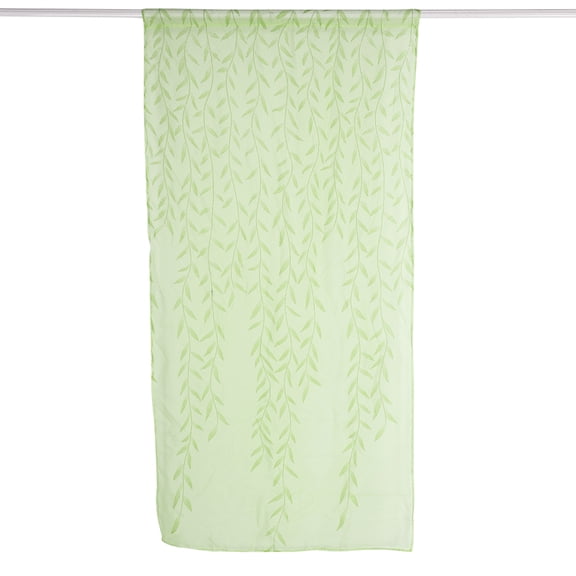 Gorgeous Home Linen Sheer Curtains Light Green Voile, Decorative Vine Pattern Privacy Voile For Living Room Bedroom Dining Room Balcony (2 Panels)