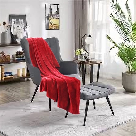 Gorgeous Home Linen Solid Fleece Throw Blanket, 50" x 60", Super Lightweight, Burgundy