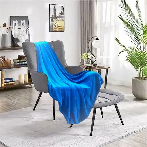 Gorgeous Home Linen Solid Fleece Throw Blanket, 50" x 60", Super Lightweight, Royal Indigo