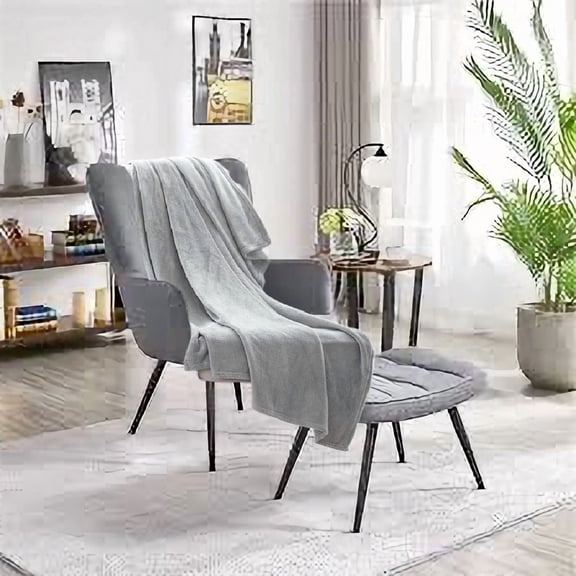 Gorgeous Home Linen Solid Fleece Throw Blanket, 50" x 60", Super Lightweight, Silver
