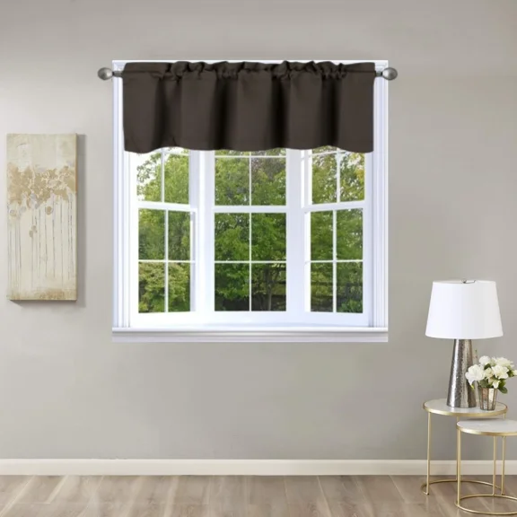 Gorgeous Home Linen Window Tier Short Valance Rod Pocket Sraight Thermal 54" Wide X 18" Length TVLO Brown