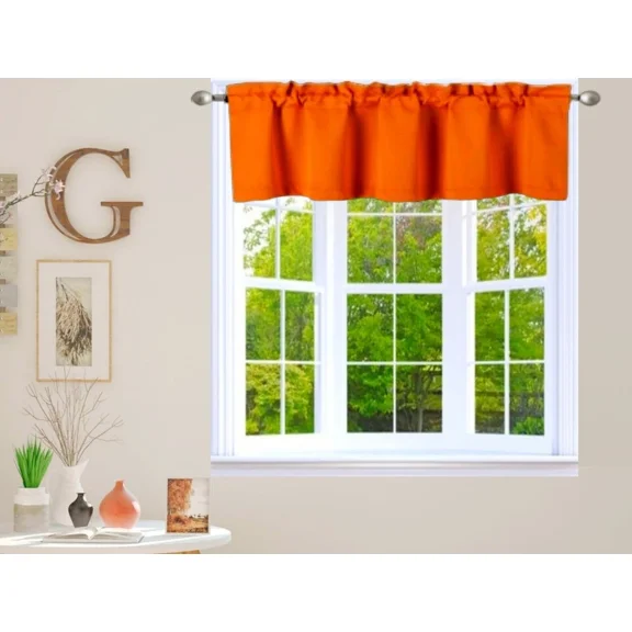 Gorgeous Home Linen 1-Piece Thermal Blackout Valance, 54x18 Rod Pocket Window Curtain, TVLO Brick Orange