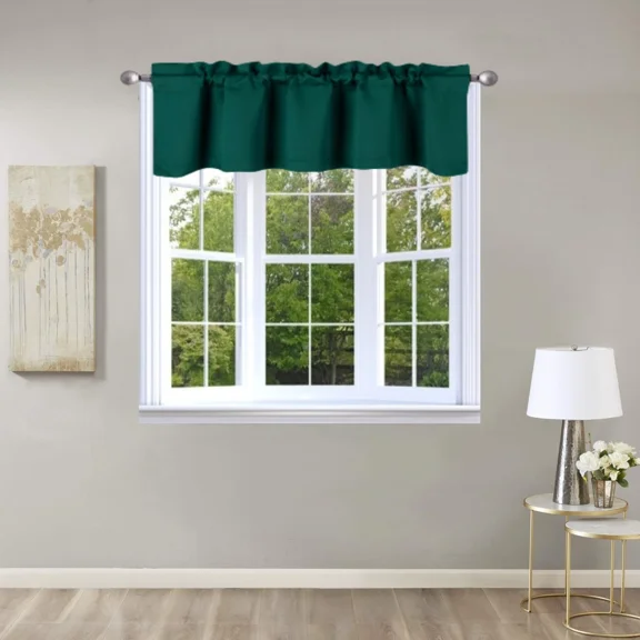 Gorgeous Home Linen Window Tier Short Valance Rod Pocket Sraight Thermal 54" Wide X 18" Length TVLO Hunter Green