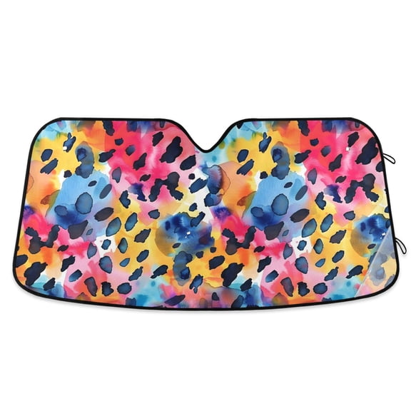 Gorgeous Leopard Car Windshield Sun Shade Foldable Car Front Window Visor Heat and UV Protection 53x23.5