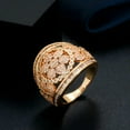 thumbnail image 1 of Gorgeous Micro Pave African Cubic Zircon Flower Dubai Gold Plated Big Ring Gift, 1 of 9