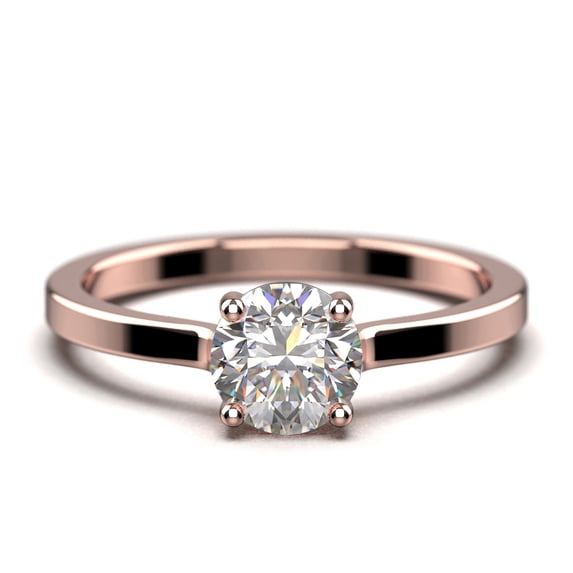 Gorgeous Minimalist 1.00 Carat Round Cut Diamond Moissanite Solitaire Engagement Ring, Wedding Ring in 925 Sterling Silver With 18k Rose Gold Plating Gift For Her,Promise Ring, Anniversary Ring