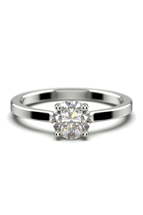 Gorgeous Minimalist 1.00 Carat Round Cut Diamond Moissanite Solitaire Engagement Ring, Wedding Ring in 925 Sterling Silver With 18k White Gold Plating Gift For Her,Promise Ring, Anniversary Ring